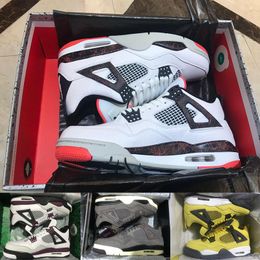 Chaussures de basket-ball pour hommes Jumpman 4 4S Sneaker Military Black Cat Fire Red Red Thunder Sail White Oreo Pure Money Dark Mocha University Bred