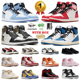 1s Heren Basketbalschoenen Jumpman 1 OG University Blue Spider-Verse Next Chapter Dark Mocha Fragment TS Olive Washed Pink Digital Bred Sneakers Heren Dames