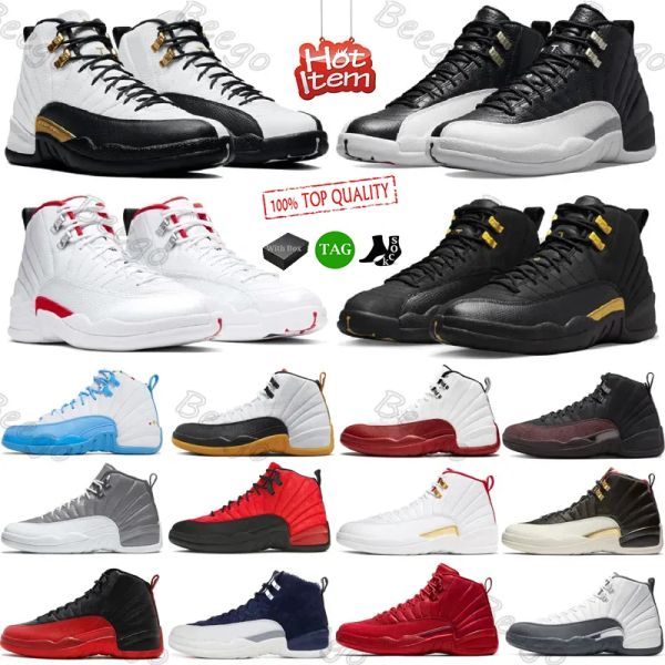 Chaussures de basket-ball pour hommes avec boîte Royal Jumpman 12 baskets pour hommes Black Taxi Flu Game Hyper Royalty Taxi Nylon Michigan Gym Baskets de sport rouges