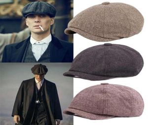 Men Béret Vintage Herringbone Gatsby Tweed Peaky Blinders Hat Newsboy Beret Hat Spring Winter Flat Béret HAPS Q0703312D22945749186