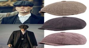 Men Béret vintage Herringbone Gatsby Tweed Peaky Blinders Hat Newsboy Beret Hat Spring Winter Flat Béret HAPS Q0703312D22943794486