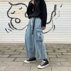 Mannen Black Baggy Jeans Grote Zakken 2021 Kpop Hip Hop Harembroek Hoge getailleerde Vintage Oversized Denim Broek Straight Pants Y0927