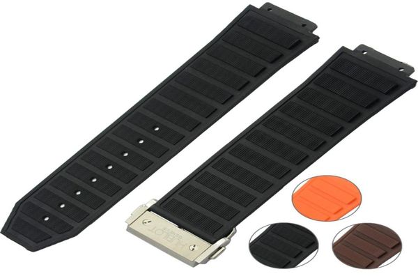 Hommes Brun Brown Orange Watch Bands 26 mm Nouvel homme Plongée Silicone en caoutchouc STRAP STRAP METAL MECHLE GSHUB0362721662