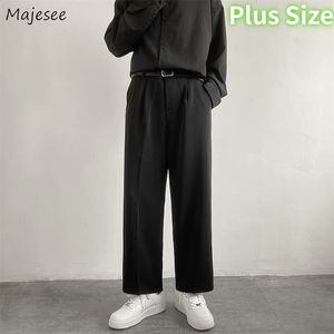 Mannen Zwart Casual broek rechte anklellengte breedbeen drape streetwear losse heren broek plus maat S3XL herfstpantalones 220707