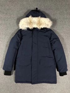 Men Black Down Parka Jacket Coat Fur Hooded Full Zip Winter Lange Weer Parka's maat XS-XXL