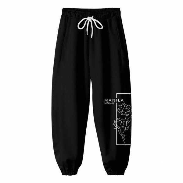Hommes Noir Floral Print Joggers Pantalon Casual Streetwear Pantalon de survêtement Pantalon ample Hip Hop Cargo Pantalon W5nN #