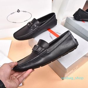 Men Zwart Leather Loafers Gentleman Rijschoenen Casual Loafer Business Work Wedding Party Sneaker Rubber Block Sole Oxfords