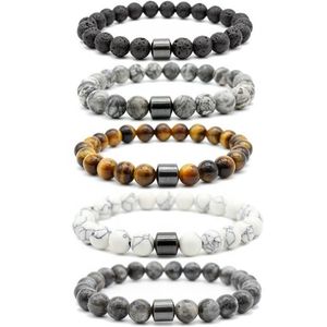 Mannen zwarte obsidiaan natuurlijke tijger eye stenen armband magnetische hematiet armband