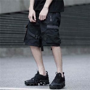 Men Black Shorts Rock Hip Hop Cargo Korte broek Heren Zwart Casual Streetwear Pants Casual Loose Us Size T200718