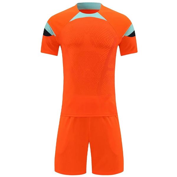 Hommes vierges manches courtes maillots de football rouges ensemble enfants orange adulte sport chemise uniforme de football nom personnalisé numéro de bricolage 240306