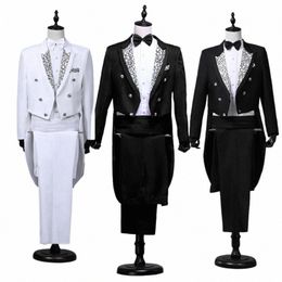 Hommes Blazer Pantalon Vintage Double Boutonnage Couleur Bloc Swallowtail Costume Formel Printemps Automne Hommes Costume Tuxedo Chanteur Costume Outfit 78fl #