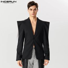 Blazer Blazer Solide Sleeve Long Sleeve One Button Streetwear Irregular Suit Men Hollow Out Fashion Minds Coats S-5xl Incerun 240402