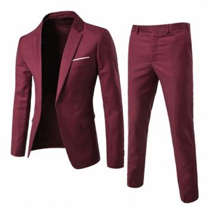 Hommes Blazers 2 pièces ensembles Busin 2 costumes pantalons manteaux bureau de mariage formel élégant vestes coréen luxe Blazer mâle veste 19s8 #