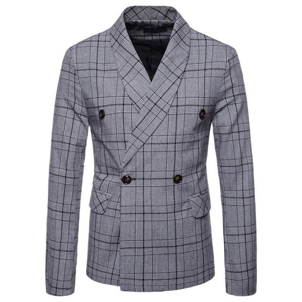 Hommes Blazers et vestes nouveau Design Double boutonnage coupe ajustée Blazers affaires décontracté hommes costume vestes tenis masculino239d