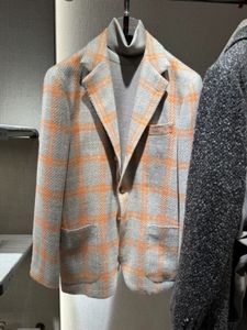 Hombres Blazers Otoño e Invierno Cachemira Traje Chaqueta kiton Plaid Casual Business Abrigos