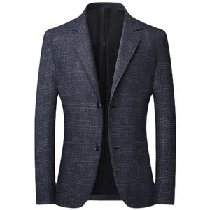 Men Blazers Autumn British Style Plaid Male Slim Fat 2 Button Business Casual Blazer Coat Men Suit Jacket Outerwear 220310