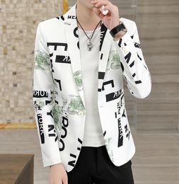 Hommes Blazers Spring High Quality Business Casual Male Slim Fit Lettre d'impression Jackets Dress Dress Brandhed Male Clothing9340264