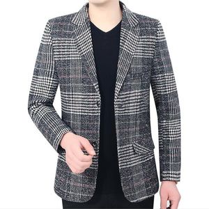 Mannen Blazers Pak Jassen Man Business Casual Plaid Jas Merk Clothing245s