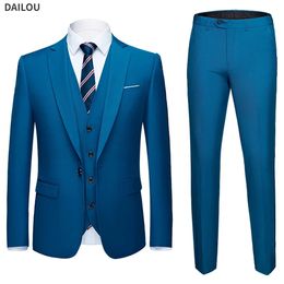 Hommes Blazers Suit Wedding 3 pièces Business 2 Set Elegant Luxury Luxury Full Coat Pants Design Dernière Veste Slim Fit Pantalon 240507