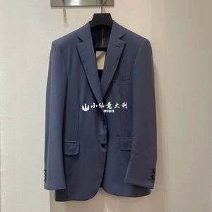 Men Blazers Winter Brioni Blue Cashmere Jacket Coat