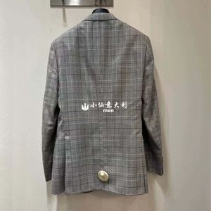 Men Blazers Winter Brioni Plaid Wool Silk en Cashmere Mixed Linen Jacket Coats