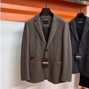 Hombres Blazers Invierno Ocio Negocios Lana Logo Traje Chaqueta ze