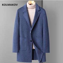 Hommes 'Mélanges arrivée hiver manteau double face haute qualité veste en laine mode trench hommes mens smart casual vestes en laine M-4XL 230225