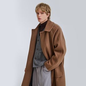 Hommes mélanges automne et hiver manteau en laine hommes longueur moyenne cachemire épaule chaussette style britannique mode ample 221123