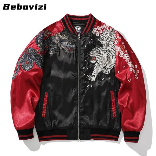 Hommes Mélanges Haute Qualité Style Chinois Dragon et Phoenix Veste Brodée Japonais Hommes Femmes Baseball Streetwear Harajuku Vêtements Automne 231202