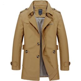 Mannen Blends Heren Zakelijk Windjack Lange Jassen Mannen Katoenen Trenchcoats Casual 2023 Lente Herfst Mode Mannelijke Pak Streetwear Blazers 230912