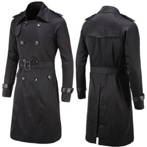 Mannen Blends Heren Lente Herfst Windscherm Overjas Lange Trenchcoats met Riem Mannelijke Erwtjas Double Breasted Peacoat W03 230912