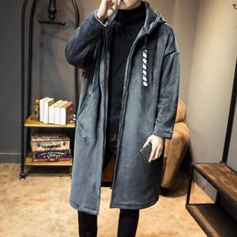 Men combineert mrgb mode winter wollen jas stevige kleur oversized mannen casual warme overjas streetwear capuchon mannelijke lange trench jas 221007