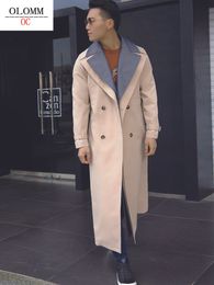 Miscele da uomo OLOMM Design in stile coreano Risvolto doppio strato Trench lungo Doppio petto moda DY1602 230225