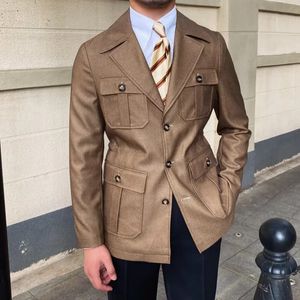 Heren Blends Safari-jas Heren Windjack Korte losse casual overjas 2023 Britse stijl Slanke pakkraag Vintage mode Feestjassen Heren 231123