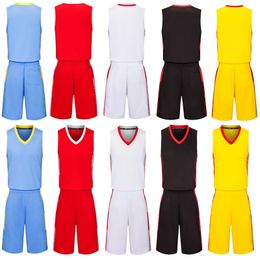 Hombres Conjunto de baloncesto azul Uniformes Kits Ropa deportiva Niños Camisetas de baloncesto rojas Trajes universitarios DIY Nombre personalizado 240325