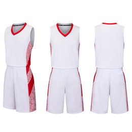 Men Blue Basketball Set Uniforms Kits Sportkleding Kids Red Basketball Jerseys College Tracksuits Diy Aangepaste naam Logo