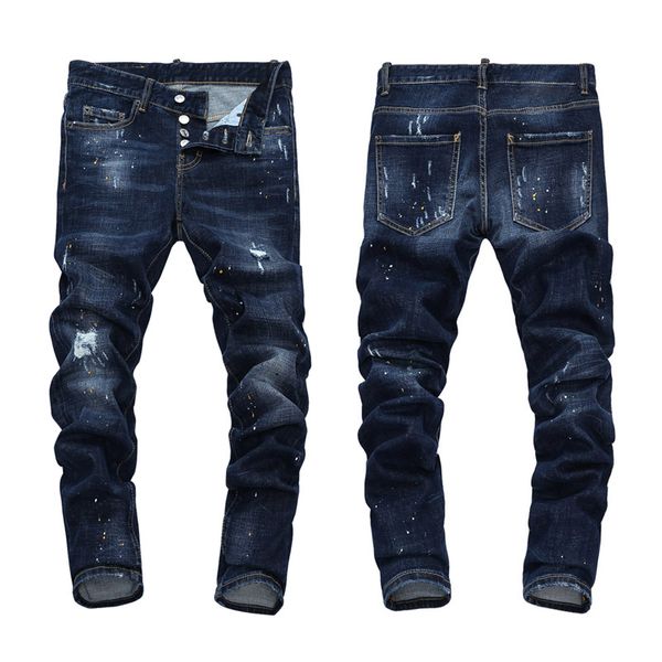 Hombres blanqueadores de blanqueador jeans ordenado mezclador de mezclilla daños daños del delgado 7oem7oemayuyayuyayuy