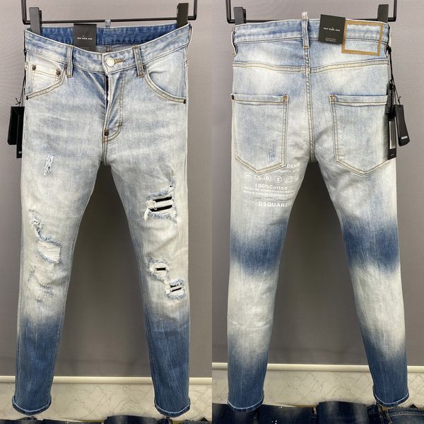 Hombres Azul Bleach Tidy Biker Denim Jeans Pintura Daño Punto Slim Fit Distressed 3 CXBB