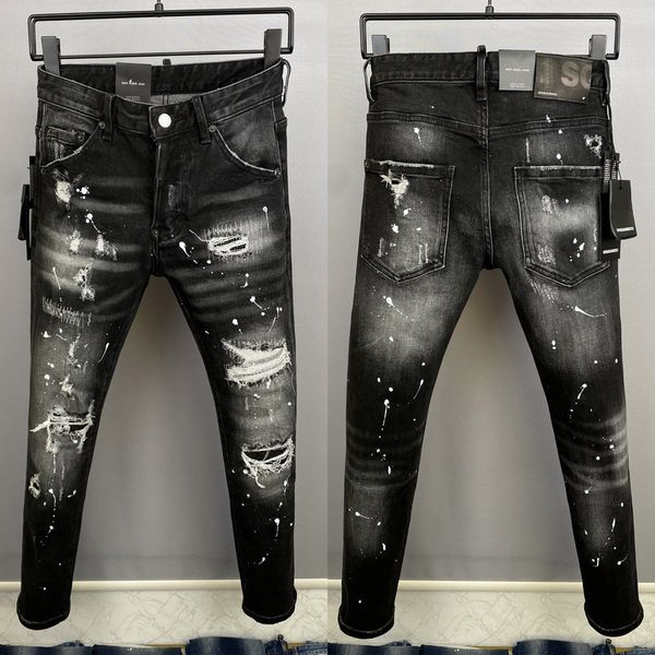 Hombres Azul Bleach Tidy Biker Denim Jeans Pintura Daño Punto Slim Fit Distressed 1X13