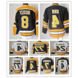 Hommes Bobby Orr Boston Vintage Hockey Jerseys 7 Phil Esposito 24 Terry O'reilly 8 Cam Neely 77 Ray Bourque cousu CCM Retro Uniformes Blac 61