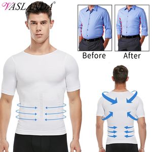 Men Body Shaper Toning T-shirt Slimming Shapewear Correct Posture Contrôle du ventre Modèle Modèle sous-vêtements Corset 240506
