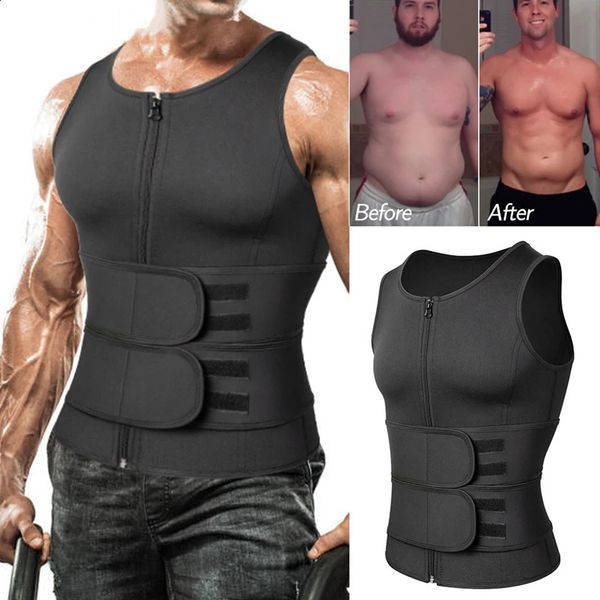 Hommes corps Shaper taille formateur ceinture votre abdomen Sweat gilet sous-vêtements amincissants perte de poids chemise gros entraînement débardeurs 240129