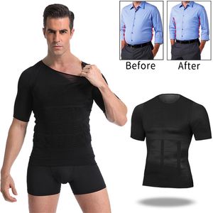 Mannen lichaam toningen t shirt shaper corrigerende houding shirt shirt afslank riem buikbuik buik vet brandend compressie korset 220712