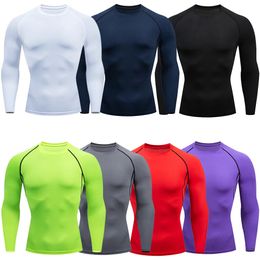 Men Bodybuilding Sports T-shirt Shirt Dry Running Shirt Long Mancheve Compression Top Gym T-shirt Men Fitness Terre Rashgad 240419
