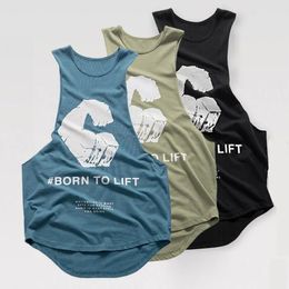 Hommes Bodybuilding Tops Gym Fitness Fitness Cotton Sans manchette Souchée Clothing Male Strringer Singlet Under-Shirt Vest 240403