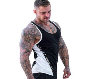 Hommes Bodybuilding Tops Gym Workout Fitness Fitness Cotton Sans manchettes de course à manches Singer Singlet Male Summer Casual Vest 211030494