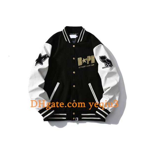 Blouson Bomber Homme Veste de Baseball Flight Jacket Flocage lettres et motif brodé Tendance assorti Veste polaire en similicuir Veste camouflage Taille asiatique b12