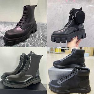 Hommes Botte Designer En Cuir Cheville Martin Bottes De Combat Plateforme De Luxe Compensées À Lacets Bout Rond Bloc Talons Plats Chaussons Automne Hiver En Plein Air Femmes Bottes Grande Taille 46