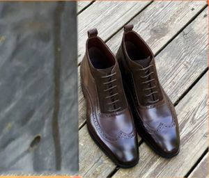 Hommes bottes Brogue mode en cuir véritable à lacets Chelse chaussons chaussures