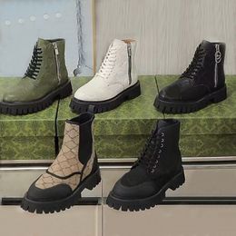 Botas para hombre Zapato de diseñador Primavera Otoño Bota para mujer Zapatos altos Zapatos de cuero Fondo grueso Entrenadores Plataforma Mujer Carta Cordones Zapatillas de deporte cortas Tamaño 35-42-43-44-45 Con caja